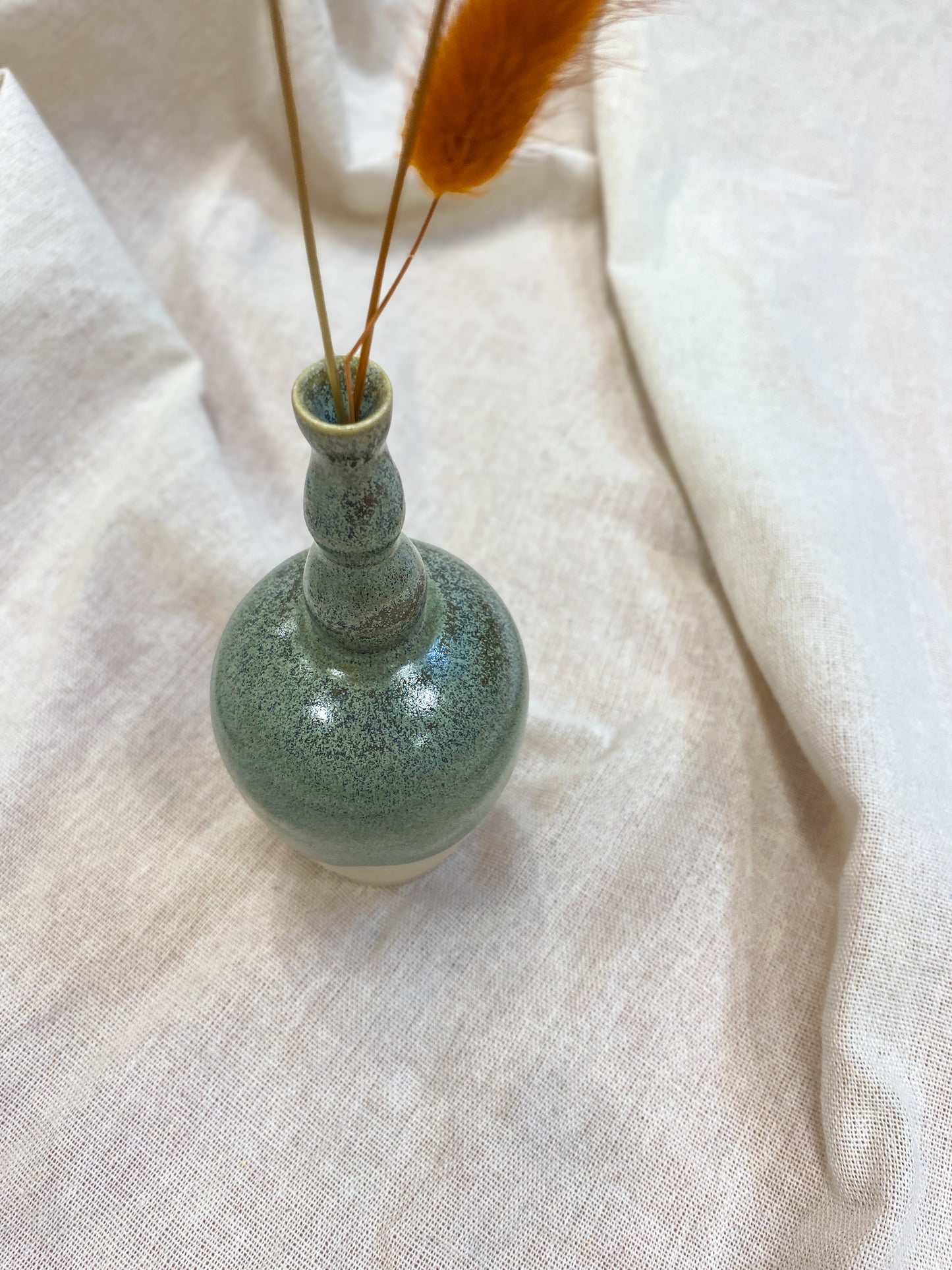 Green Thin Neck Bobble Vase