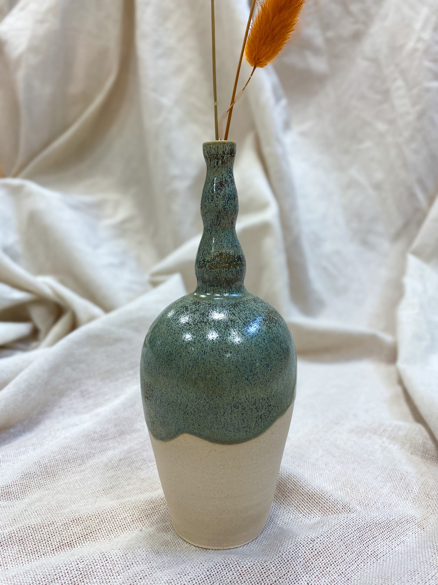 Green Thin Neck Bobble Vase