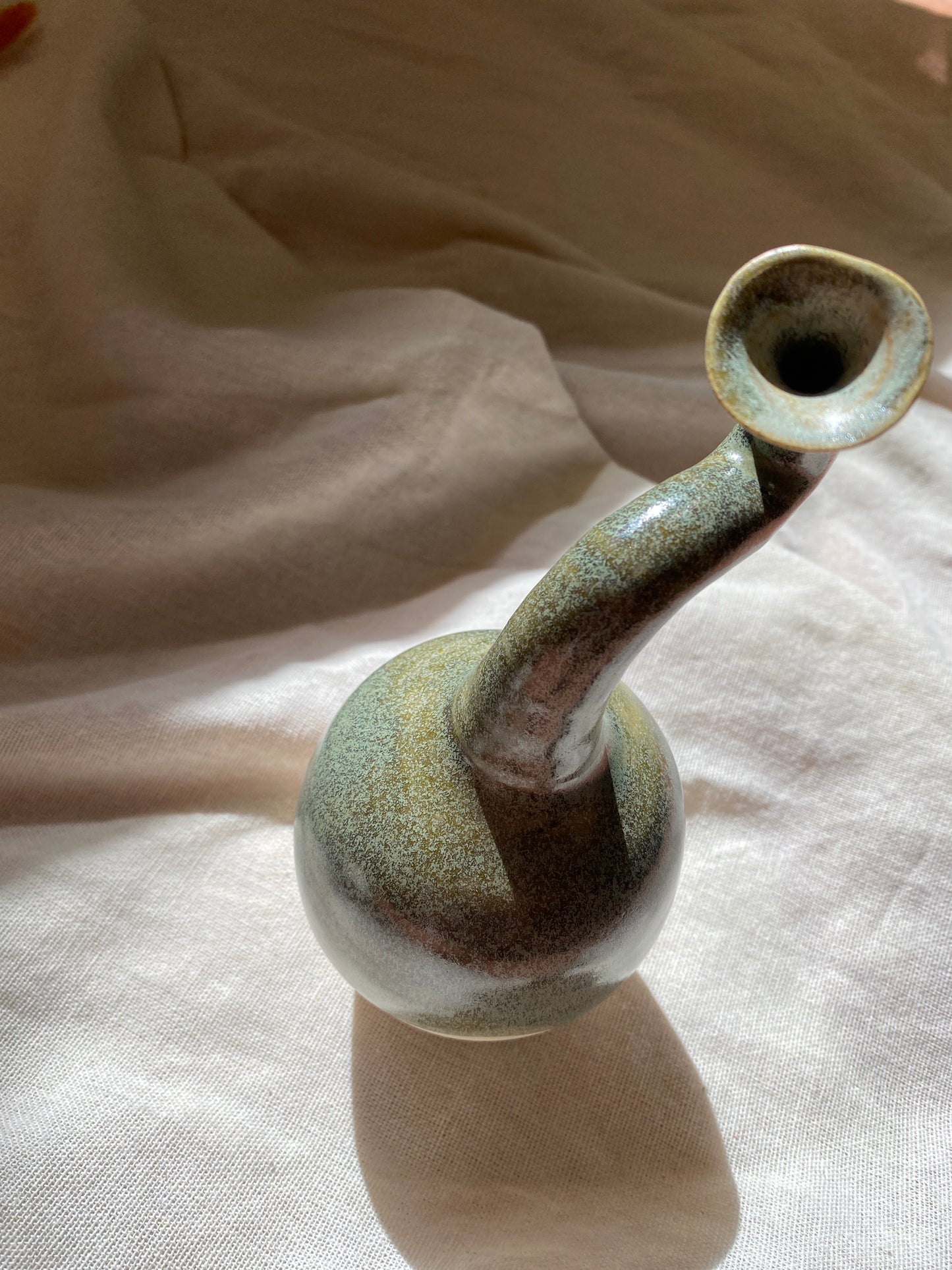 Green Bendy Neck Vase