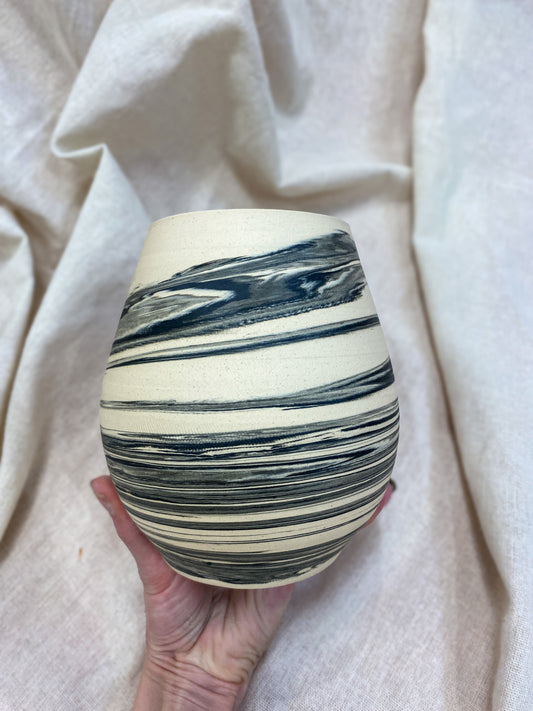 Marbled Black and White vase