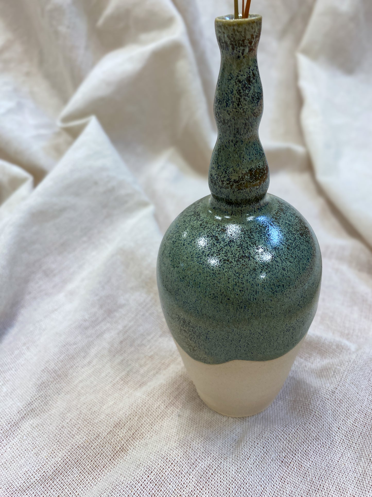 Green Thin Neck Bobble Vase