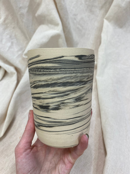 Black And White Marble Straight Vase