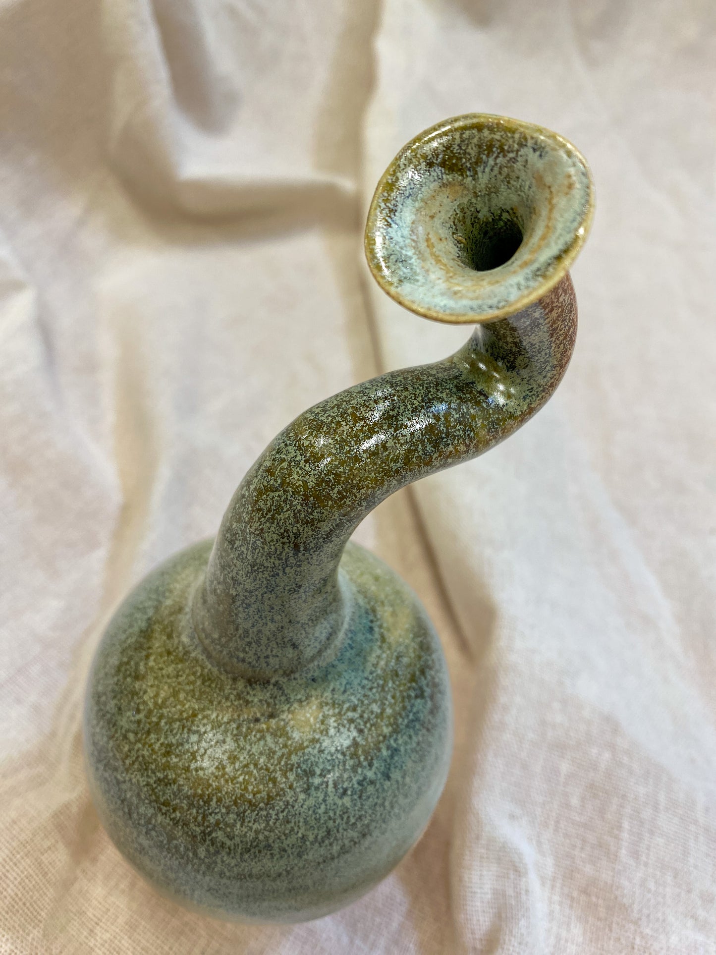 Green Bendy Neck Vase